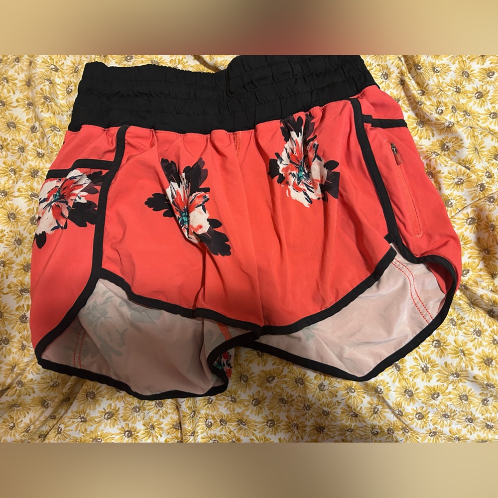 lululemon athletica Dark Coral Floral Athletic Shorts